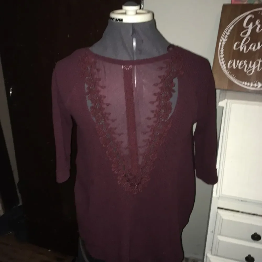 Oversized Free People thermal with lace panel back